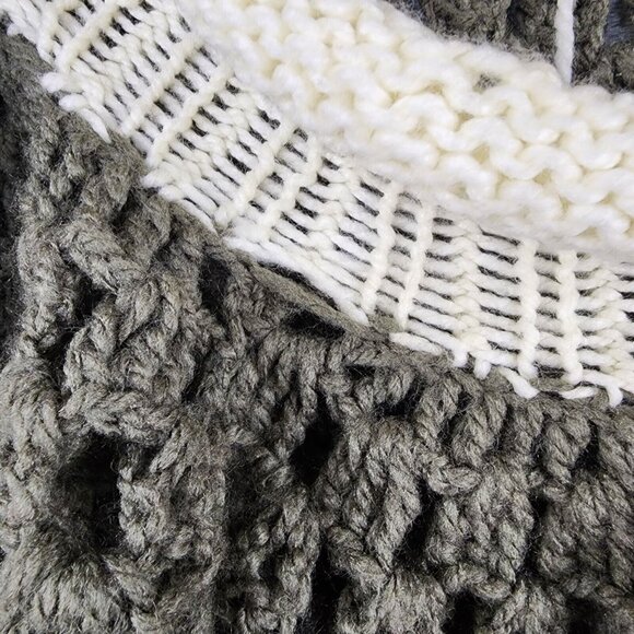 Womens Sweater Shawl Olive Green One Size Open Knit Fringed Winter Cape Poncho - Picture 8 of 8